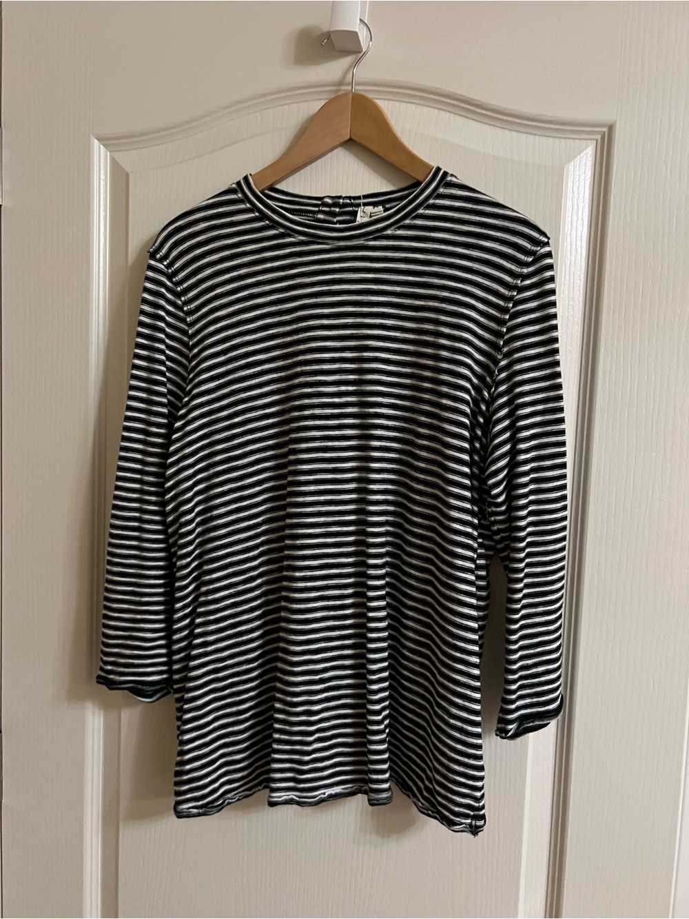 We The Free Black and White Striped Long Sleeve Top